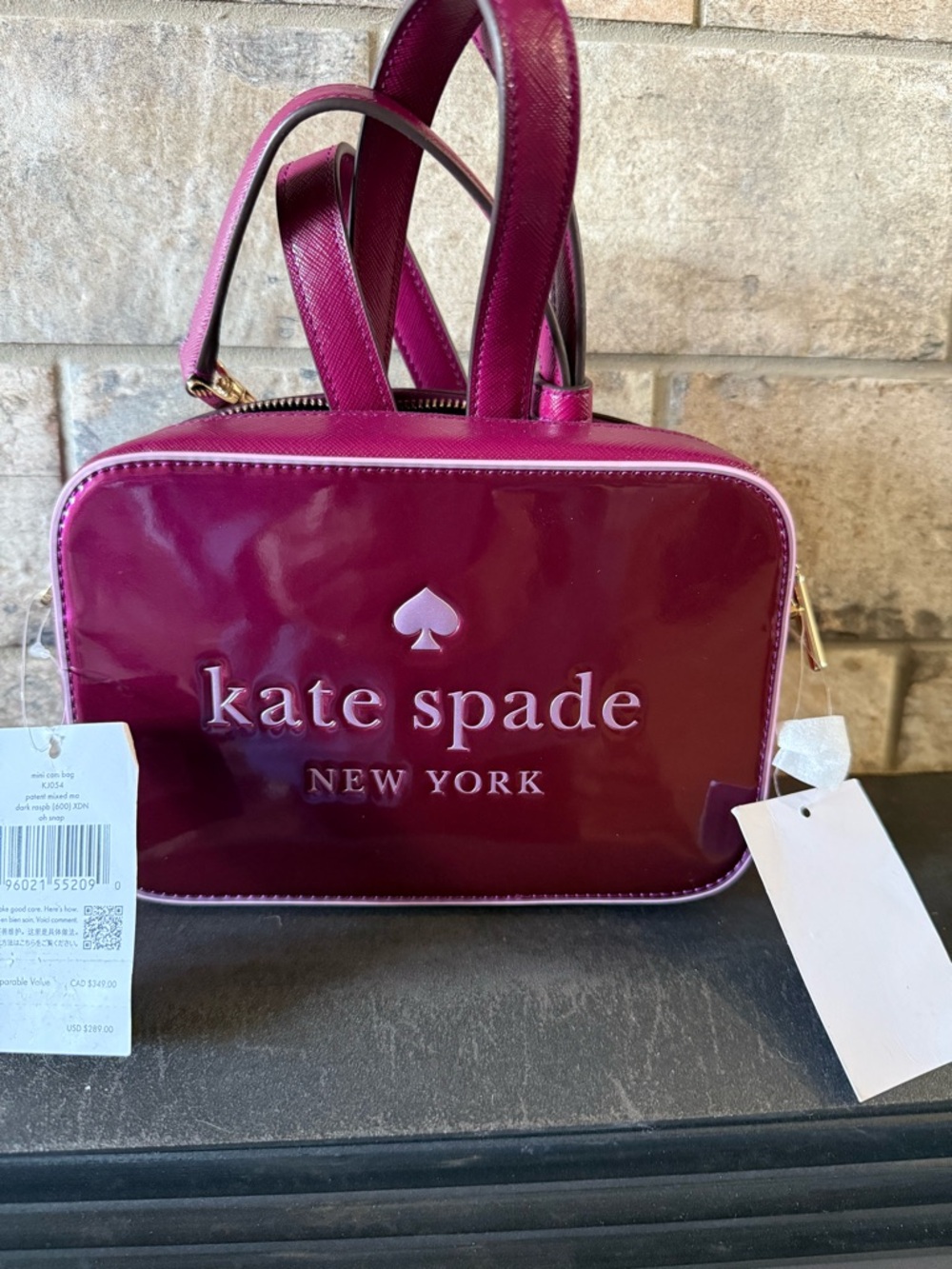 kate spade Dark Raspberry Patent Leather Mini Camera Crossbody Bag